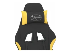Cadeira de gaming com apoio para os pés tecido preto e amarelo