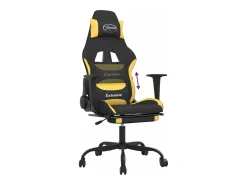 Cadeira de gaming com apoio para os pés tecido preto e amarelo