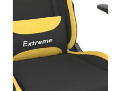 Cadeira de gaming com apoio para os pés tecido preto e amarelo