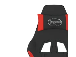 Cadeira de gaming com apoio de pés tecido preto e vermelho