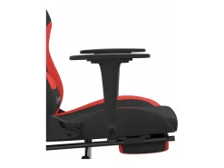 Cadeira de gaming com apoio de pés tecido preto e vermelho