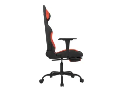 Cadeira de gaming com apoio de pés tecido preto e vermelho