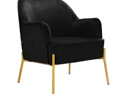 Cadeira decorativa com estofo em veludo preto