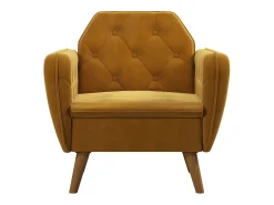 Cadeira decorativa com estofo em veludo amarelo