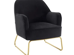 Cadeira decorativa com estofo em veludo preto