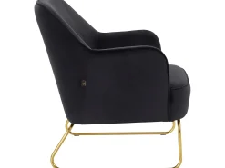 Cadeira decorativa com estofo em veludo preto