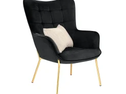 Cadeira decorativa com estofo em veludo preto
