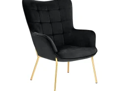 Cadeira decorativa com estofo em veludo preto