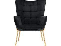 Cadeira decorativa com estofo em veludo preto