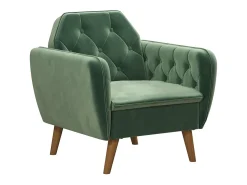 Cadeira decorativa com estofo em veludo verde claro