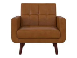 Cadeira decorativa em pele sintética camel