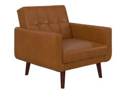 Cadeira decorativa em pele sintética camel