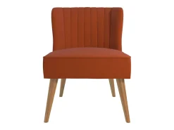 Cadeira decorativa estofada em linho cor de laranja