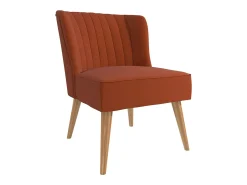 Cadeira decorativa estofada em linho cor de laranja