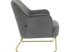 Cadeira decorativa estofada em veludo cinzento.