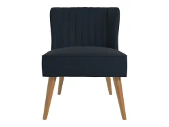 Cadeira decorativa estofada em linho azul-marinho