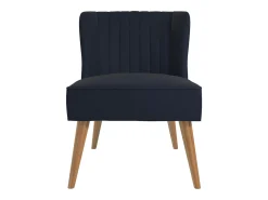 Cadeira decorativa estofada em linho azul-marinho