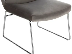 Cadeira decorativa estofada em veludo cinzento.