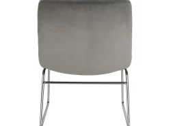 Cadeira decorativa estofada em veludo cinzento.