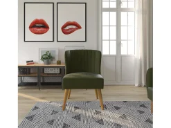 Cadeira decorativa estofada em linho verde