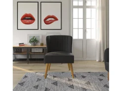 Cadeira decorativa estofada em linho cinzento
