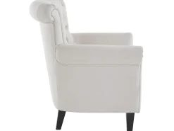 Cadeira decorativa estofada em tecido creme