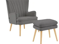 Cadeira decorativa estofada com banco em PU antracite
