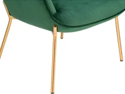 Cadeira decorativa estofada em veludo verde.