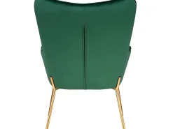Cadeira decorativa estofada em veludo verde.