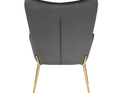 Cadeira decorativa estofada em veludo cinzento.