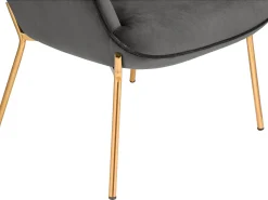 Cadeira decorativa estofada em veludo cinzento.