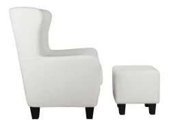 Cadeira decorativa estofada com banco em tecido de pelúcia branco