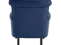 Cadeira decorativa estofada em tecido azul