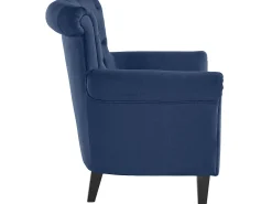 Cadeira decorativa estofada em tecido azul