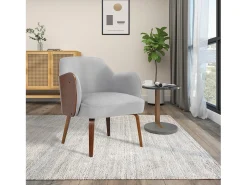 Cadeira decorativa estofada em estofo dolly teddy cinzento claro