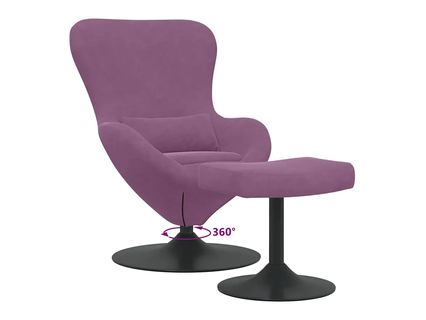 Cadeira Egg com Puff Roxo Veludo