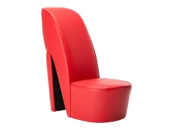 Cadeira estilo sapato de salto alto couro artificial vermelho SHL330241