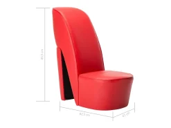 Cadeira estilo sapato de salto alto couro artificial vermelho SHL330241