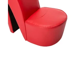 Cadeira estilo sapato de salto alto couro artificial vermelho