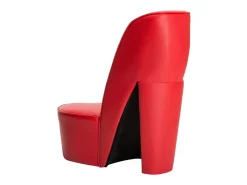 Cadeira estilo sapato de salto alto couro artificial vermelho