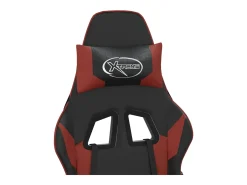 Cadeira gaming +apoio pés couro artificial preto/vermelho tinto
