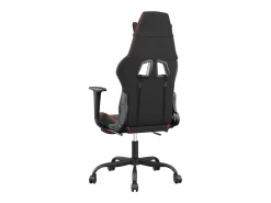 Cadeira gaming c/ apoio pés couro artificial preto e vermelho