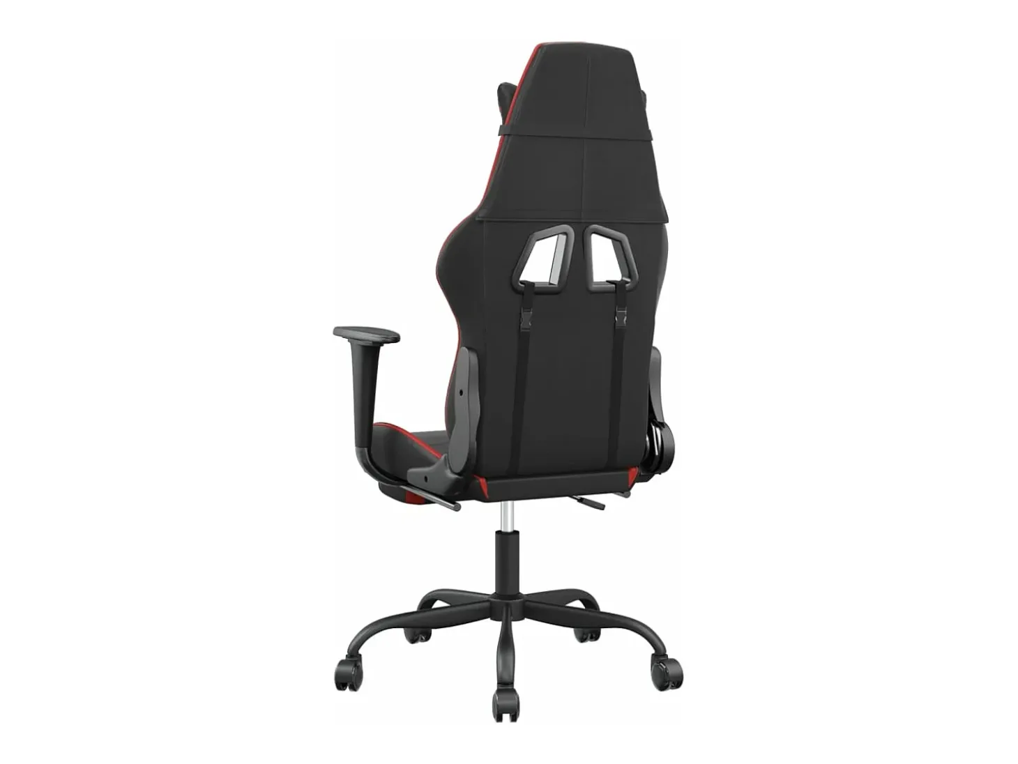 Cadeira gaming c/ apoio pés couro artificial preto e vermelho