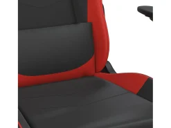 Cadeira gaming c/ apoio pés couro artificial preto e vermelho