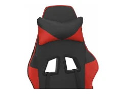 Cadeira gaming c/ apoio pés couro artificial preto e vermelho