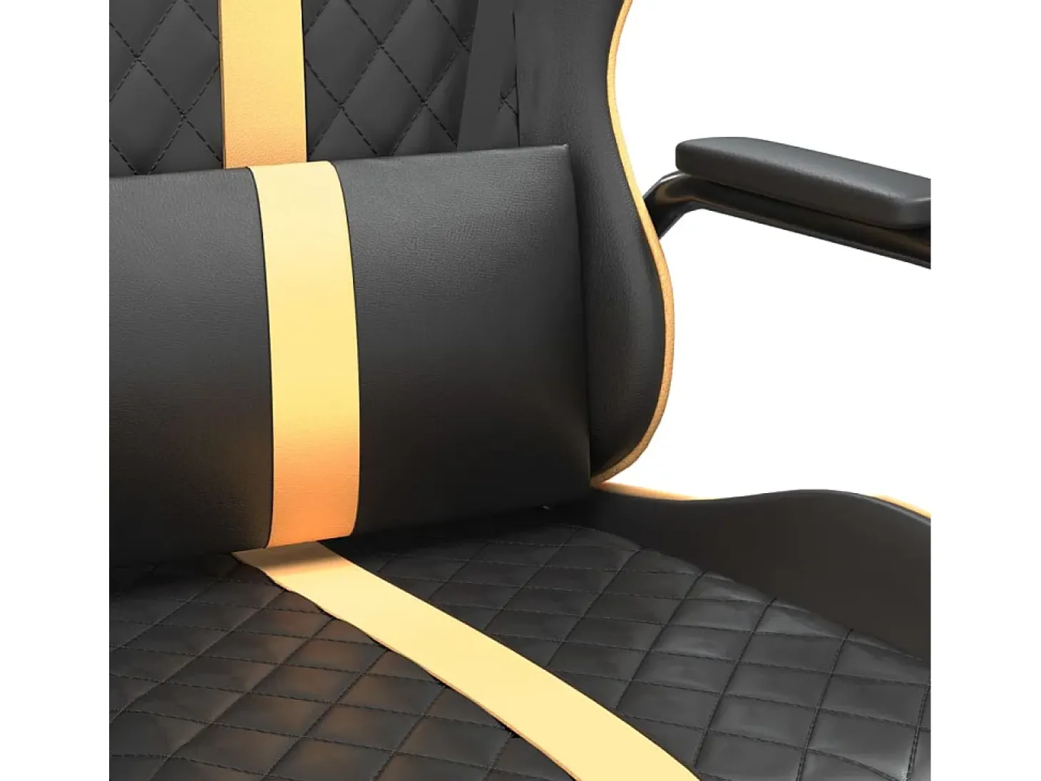 Cadeira gaming couro artificial preto e dourado