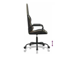 Cadeira gaming couro artificial preto e dourado