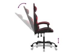 Cadeira gaming giratória couro artificial preto e vermelho