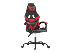 Cadeira gaming giratória couro artificial preto e vermelho