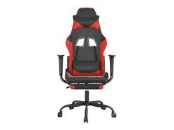 Cadeira gaming massagem + apoio pés couro artif. preto/vermelho